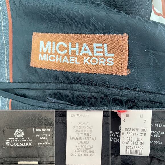 Michael Kors vintage 90s 100% wool pinstripe blazer jacket sportcoat size 38S - Picture 8 of 9